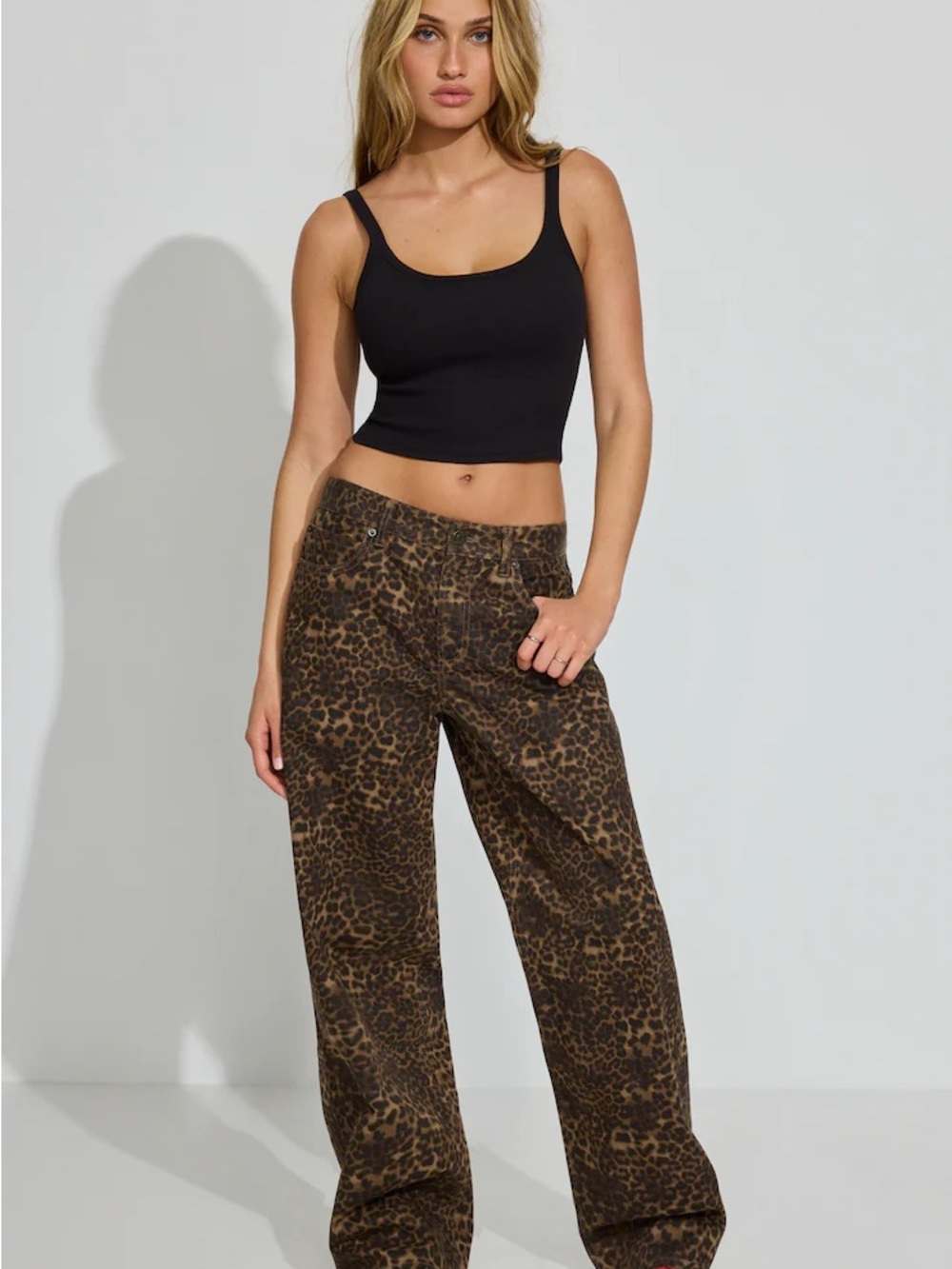 Garage Brown Leopard Print Wide-Leg Pants
